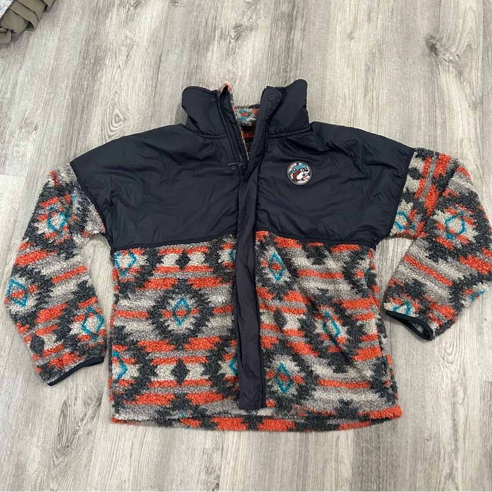 Buc-ee's Aztec Tribal print Sherpa Fleece jacket Womens S Western Texas full zip